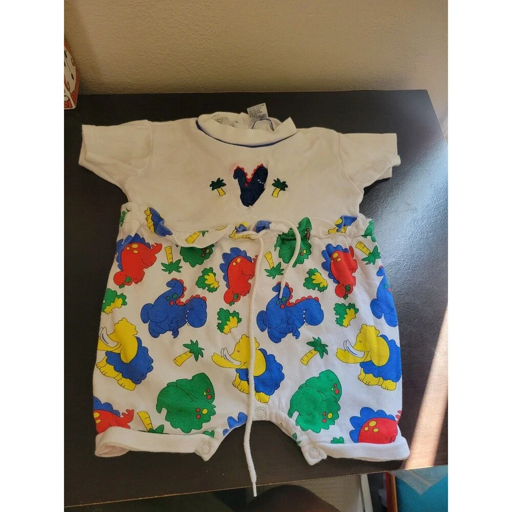 Vintage Precious Beginning Baby Neon Dinosaurs One piece unisex Onesie